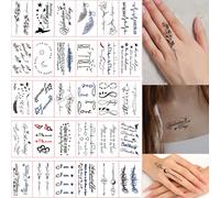 30 feuilles tatouage à la main amour fleur Note lettre noir petit Design autocollants de tatouage temporaire pour hommes femmes faux tatouage imperméable