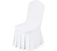 30 housses de chaise blanches, housses de chaise en polyester et Élasthanne, housses extensibles pour banquet de mariage, housses de chaise à devant plat, s'adaptent aux chaises mesurant jusqu'à 51 x