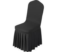30 housses de chaise noires, housses de chaise en polyester et Élasthanne, housses extensibles pour banquet de mariage, dîner, housses de chaise à devant plat, s'adaptent aux chaises mesurant jusqu'à