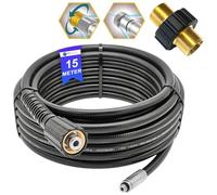 30 m de tuyau de nettoyage pour Kärcher HD HDS et Kränzle - Kit professionnel de 4 pièces avec buse fixe et rotative - Raccord M22x1,5 - Kit de nettoyage de tuyau haute pression pour le débouchage des