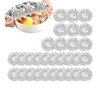 30 Pack Couvercles Alimentaires Aluminium Extensibles Aluminium Alimentaire | aluminium alimentaire pour conservation, couvercles thermiques pour aliments, po-ur cuisine, préparation des repas, cuisson