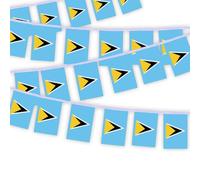 30 PCS Sainte-Lucie Drapeau Chaîne,32 FT Saint Lucian Décor Bunting,Bannière de décoration pour la décoration extérieure de la cour intérieure String Saint Lucia