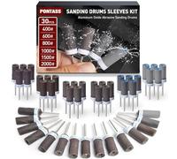 30 Pièces 400/600/800/1000/1500/2000 Grains Tambours de Ponçage pour Outil Rotatif Dremel, Mèches de Ponçage, Manchons Abrasifs Avec des Tiges de 3 mm, Manchons de Ponçage pour le Polissage