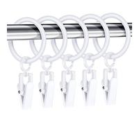 30 Pièces Anneaux de Rideaux avec 30 Pièces Clips de Rideau Anneaux de Clip de Tringle à Rideau de Douche en Plastique Anneau de Draperie Décorative avec Clip, 30 mm (Blanc)