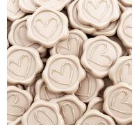 30 pièces Autocollants de cire à motif cœur auto-adhésifs, convenant pour les cadeaux, les invitations de mariage, les enveloppes - Beige Taille UniqueCire