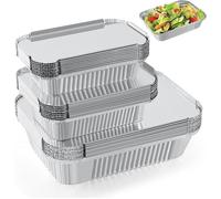 30 Pièces Barquette Aluminium,1750ml/700ml/410ml,Barquette Aluminium avec Couvercle,Barquette Aluminium Barbecue s,Barquette
