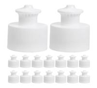 30 Pièces Bouchon de Gourde Sport à Tirer 28mm, Plastique Blanc | Compatible Bouteilles D'eau Sport et Flacons, Design à Bouton Poussoir, Léger, pour Voyage et Entraînement