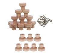 30 Pièces Boutons de Meuble Ronds en Bois, Poignée Unique à Trou | Bois de Hêtre Massif, Finition Naturelle, Vis de Montage Incluses, pour Tiroirs et Meubles-lavabos