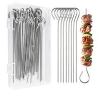 30 Pièces Brochettes en Acier Inoxydable 15cm,pour Viande,Crevettes,Poulet | résistant à la Rouille et Durable Pique a Brochette Inox,Réutilisable Brochette Barbecue,avec un Coffret de Rangement