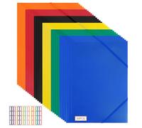 30 Pièces Chemises Porte-documents, Chemise 3 Rabats A4 avec 2 Bandes ÉLastiques, Dossier en Plastique pour Document au Format A4, Idéal pour Bureau Maison Scolaire
