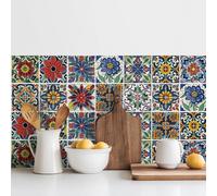 30 Pièces de Carrelage Adhésif Mural, Autocollant Carrelage Cuisine et Salle de bain, Stickers Muraux Crédence Adhésif Cuisine, Motif floral, Stickers muraux Décoratifs pour la Maison, 10x10 cm