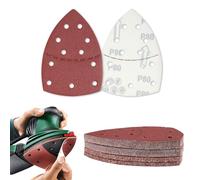 30 pièces de papier abrasif pour ponceuse triangulaire, feuilles abrasives, 11 trous, pads à velcro pour, papier abrasif Mouse pour ponceuse triangulaire, granulométrie 80