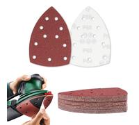 30 pièces de papier abrasif pour ponceuse triangulaire, feuilles abrasives, 11 trous, pads à velcro pour, papier abrasif Mouse pour ponceuse triangulaire, granulométrie 60