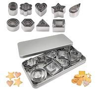 30 Pièces Emporte Piece Biscuit Géométriques, Mini Emporte-Pièces en Acier Inoxydable, Set d'Emporte-Pièces, Cœur Rond Fleur Étoile Moules à Biscuits Pat, pour Décoration de Gâteau, Fondant