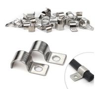 30 Pièces Fixation Grillage Rigide Sur Mur 10mm Attache Grillage Rigide Inoxydable Colliers de Serrage en U à Trou Unique pour Ø 9-10.5mm Câble Tuyaux d'eau Installation