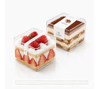 30 Pièces Gobelets à Dessert en Plastique avec Couvercles, 360ml Coupes à Dessert Carrées Coupe Apéritif Parfait Clair Bol de Service Réutilisable pour Pudding Mousse Party et idéal pour Tiramisu