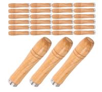 30 Pièces Manche de Rechange en Bois, Poignée | Virole Métallique, Insert Fileté et Construction Épaisse, Prise Antidérapante pour Brochettes, Camping