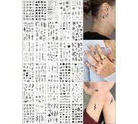 (30 pièces) Mini autocollants de tatouage temporaire noir fin, avec des motifs d'étoiles, de lunes, de fleurs, de cœurs, de lignes et plus encore pour répondre à divers besoins de style. Imperméable e