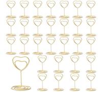 30 Pièces Or Porte Nom Table, Porte Photo Pince, Porte Photo sur Pied | Porte Cartes de Table pour Mariages, Porte Numero de Table, pour Noël Banquets Fêtes Saint Valentin (En Forme de Coeur)