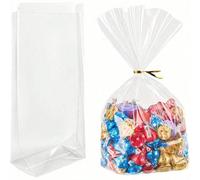 30 pièces/paquet Sacs cadeaux transparents de style accordéon à fond plat avec cordon de serrage, sacs de faveurs de fête 15x23cm-30PCS,20*28CM 50PCS,26*33CM 50PCS,15*23CM 50PCSPolypropylène