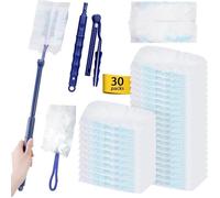 30 Pièces Plumeau Poussiere Recharge Kit avec 1 Poignée et 1 Telescopique, Recharges Plumeau Duster, Plumeau Aimant à Poussière