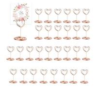 30 Pièces Rose Porte Nom Table, Porte Photo Pince, Porte Photo sur Pied | Porte Cartes de Table pour Mariages, Porte Numero de Table, pour Noël Banquets Fêtes Saint Valentin (En Forme de Coeur)