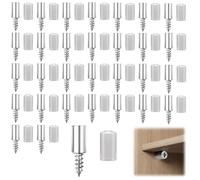 30 Pièces Taquet Etagere Autotaraudeur, Support Etagere Placard avec Manchon Transparent, Fixation Etagere Invisible en Fer Nickelé pour Armoire, Bibliothèque, Meuble de Cuisine - Argent