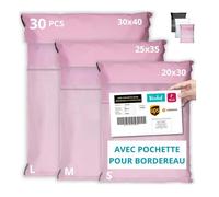 30 Pochettes d’Envoie Colis avec Pochette pour Bordereau - Taille S/M/L - Résistante, Opaque, Imperméable - Enveloppe Plastique