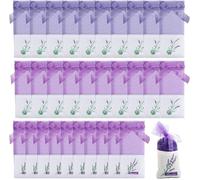 30 Sachet Lavande Vide, Sachets Lavande en Organza, Sacs Vides en Coton Violet, Sachet Tissu pour Lavande avec Cordon de Serrage