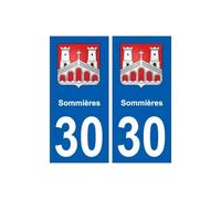 30 Sommières blason ville autocollant plaque stickers - Angles : droits