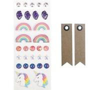 30 stickers 3D Arc-en-Ciel + 20 étiquettes kraft Fanion - Graine Créative Multicolore G