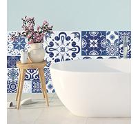 30 Stickers adhésifs carrelages | Sticker Autocollant Carreaux de ciment - Mosaïque carrelage mural salle de bain et cuisine | Carreaux de ciment adhésif mural - azulejos - 15 x 15 cm - 30 pièces