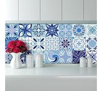 30 Stickers adhésifs carrelages | Sticker Autocollant Carreaux de ciment - Mosaïque carrelage mural salle de bain et cuisine | Carreaux de ciment adhésif mural - azulejos - 10 x 10 cm - 30 pièces