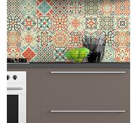 30 Stickers adhésifs carrelages | Sticker Autocollant Carreaux de ciment - Mosaïque carrelage mural salle de bain et cuisine | Carreaux de ciment adhésif mural - azulejos - 10 x 10 cm - 30 pièces