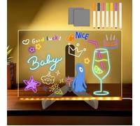 30 x 20 cm Tableau lumineux Message LED Acrylique Effaçable avec 7 Stylos Néon Support Réglable Cadeau Créatif Pour Enfants Label