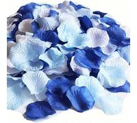 300/600/900 pièces de pétales de roses artificielles bleus et blancs mélangés, convenant pour le mariage, la douche de mariée, la fête, la décoration d'allée, les confettis, la demande en mariage, la 