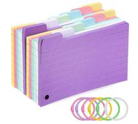 300 Feuilles Cartes Mémoire Lignées 300 avec Anneaux | Trous Pré-perforés, Onglets Classés et Séparation Visuelle, Réorganisation Facile, pour Prise de Notes et Couleur Aléatoire