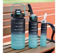 300 ml/800 ml/2000 ml Capacité 3 pièces Set Tasses en plastique couleur dégradée, Gobelets en plastique double paroi pour sports de plein air avec pailles 300ml,800ml,2000ml,2 ensembles - Ensemble de 