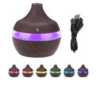 300 ML Humidificateur d'Air Ultrasonique Deep Wood Grain Huile Essentielle Cool Air Mist Aroma Diffuseur Coloré LED Night Light avec Câble USB pour Maison, Bureau, Voiture, Spa Yoga, Chambre de bébé