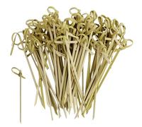 300 pics à cocktail en Naturel bambou avec Nœud Original,Bâtonnets à cocktail de 12 cm,Design élégant Brochettes,Piques Écologique,Pour Apéritifs, Fruits, Sandwichs