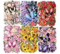 300 Pièces Autocollants Papillons Stickers Fleurs, Étanche Papillon Autocollant Fleur, Transparent Autocollant Scrapbooking, Autocollant Fleurs et Papillon pour DIY Albums Photos, Agendas, Lettres