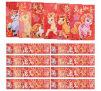 300 Pièces Enveloppes Rouges Chinoises, Motif Cheval, Papier | Lot, Finition Luxueuse et Design Festif, pour Présents, Bureau et Petites Notes