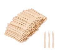 300 Pièces Fourchettes en Bois Jetables 85 mm, Fourchette Bois Biodégradable pour Frites et Apéritifs, Couverts Jetables en Bois pour Fêtes, Buffet, Restaurant, Camping et Pique-Nique