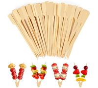 300 Pièces Pique Brochette Bois, 12CM Brochettes en Bambou pour Barbecue, Pic Brochette Bois pour Cocktails, Burger, Fruits, Pique Aperitif, Grillades, Sandwichs