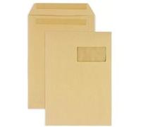 300 pochettes en papier kraft avec fenêtre - 22,9 x 32,4 cm - Raja Marron G