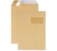 300 pochettes papier kraft avec fenêtre - 22,9 x 32,4 cm Marron G