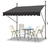 300 x 120 cm Auvent Rétractable Manuel Pour Jardin Store Banne de Jardin Terrasse Balcon Résistant aux UV Réglable en hauteur Gris