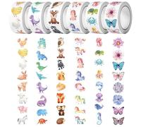 3000 feuilles, 6 rouleaux,AutocollantsDécoratifs Papillon,Autocollants Ronds d'animaux,AutocollantAnimaux en Rouleau,Sticker Récompense Animale,Gommettes Animaux,Gommettes Thème Animaux Marins