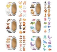 3000 Pcs Autocollant Animaux Rondes Autocollantes En Rouleaux, Rouleau De Stickers 6 Rouleaux De Stickers Animaux Ronds, Autocollants De Récompense, Gommettes Enfant pour Scrapbooking Diy