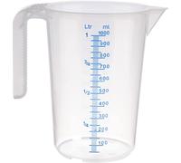 APS Verre doseur 1 litre - Diamètre 12 x H 16,5 cm - Verre en plastique avec échelle de mesure en relief à l'extérieur - Poignée fermée - Division L/ml - Passe au lave-vaisselle